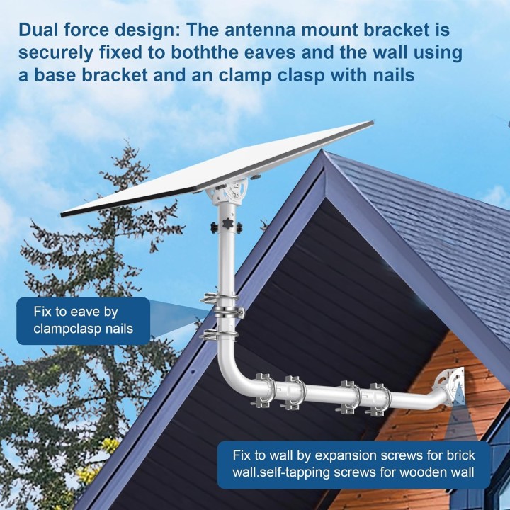 Heavy-Duty Outdoor Antenna Mount Kit with 90° Elbows, Extension Pipes, and Accessories - Ideal for TV Antennas, Starlink Dishes