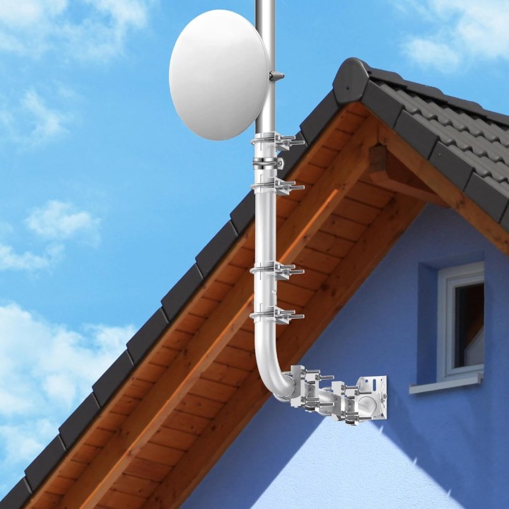 Heavy-Duty Outdoor Antenna Mount Kit with 90° Elbows, Extension Pipes, and Accessories - Ideal for TV Antennas, Starlink Dishes