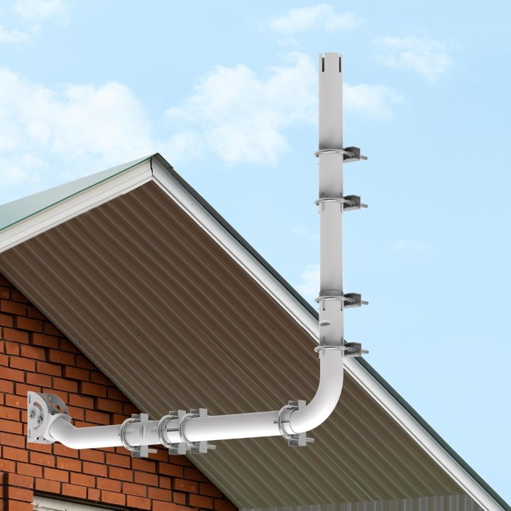 Heavy-Duty Outdoor Antenna Mount Kit with 90° Elbows, Extension Pipes, and Accessories - Ideal for TV Antennas, Starlink Dishes
