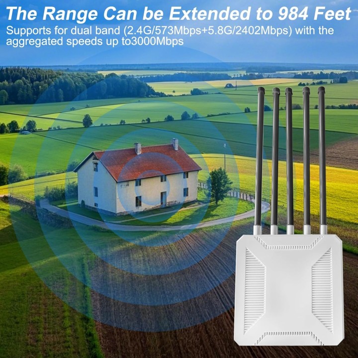 3000Mbps Outdoor Starlink WiFi Extender for Gen 3 Router – 984ft Coverage, IP65 Waterproof, Boosts Signal for Up to 200 Devices