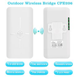 Point to Point Wireless Bridge Outdoor, 5.8G WiFi Bridge, Long Range Up to 2KM with 12DBi High Gain Antenna